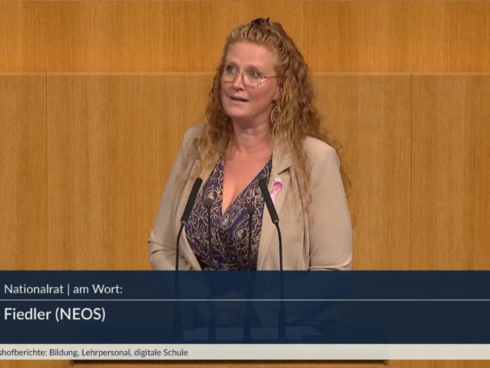 Fiona Fiedler hält eine Rede im Österreichischen Parlament